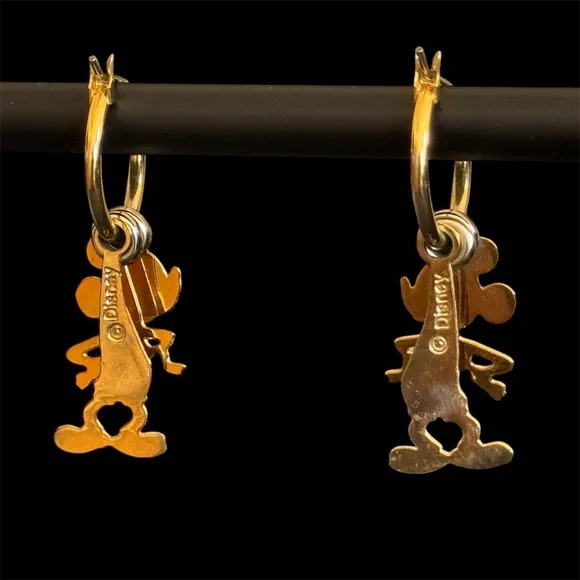 Disney Mickey Mouse Gold Toned Hoop Earrings. - Picture 4 of 6